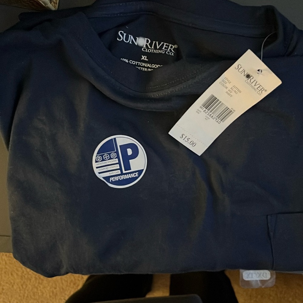 *NWT* SUN RIVER CLOTHING Co. short sleeve pocket tee, NAVY, size X-LARGE